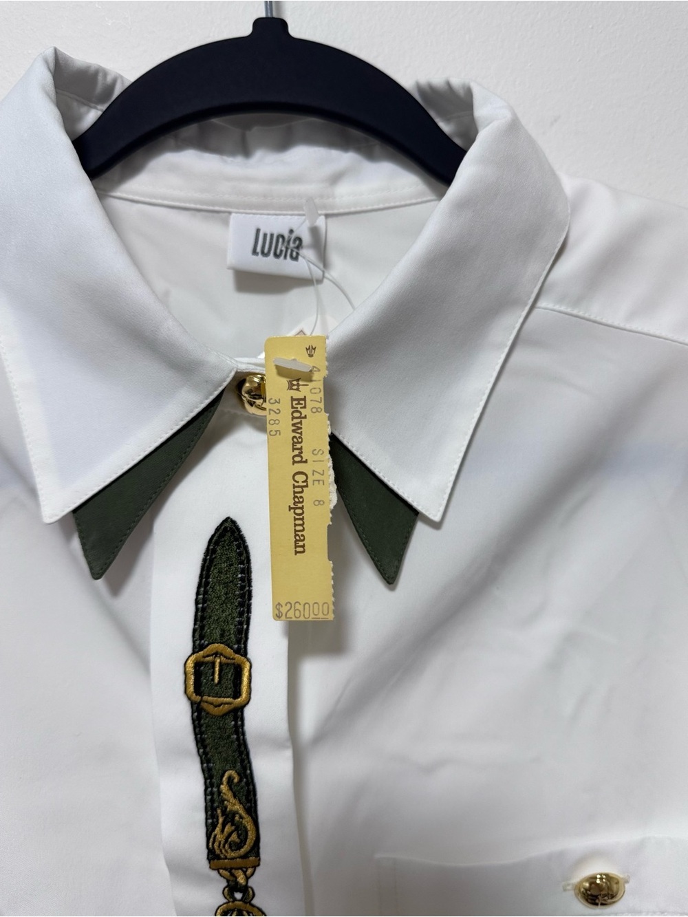 Vintage Lucia White Equestrian Trompe L'oeil Shirt — Edward Chapman Exclusive - Picture 5 of 11